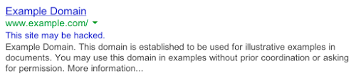 Google is issuing hack warnings in the search results