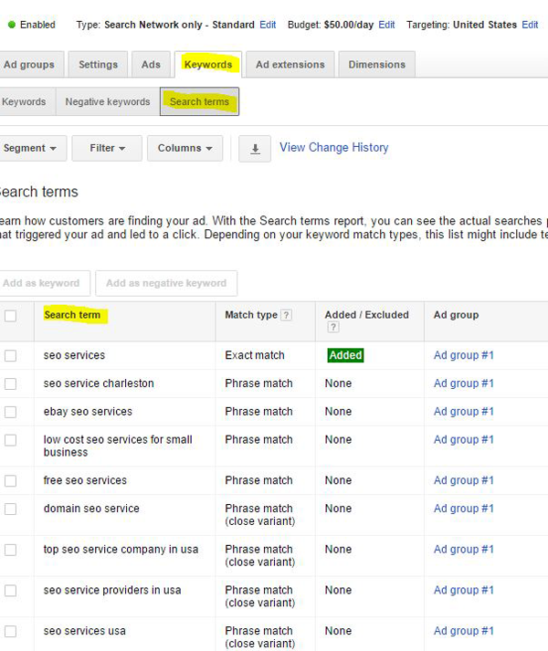 search terms 